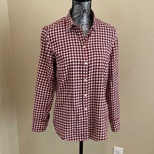 J. Crew Factory Red and White Checkered Soft Flannel Shirt Size Small